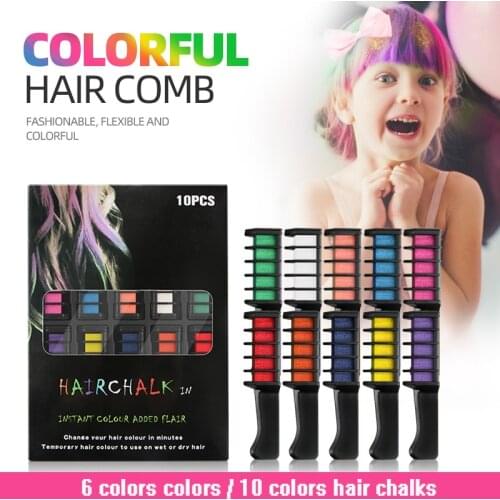 10 Color Set Temporary Hair Chalk Color Comb Dye Cosplay Washable Hair Color Comb for Party Makeup DIY hair coloring