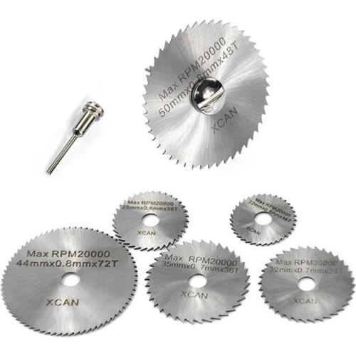 7Pcs HSS Rotary Tool Woodworking Circular Saw Blades Kit Set Fits Dremel 1/8" Mandrel Mini Cutting Disc for Wood Carving