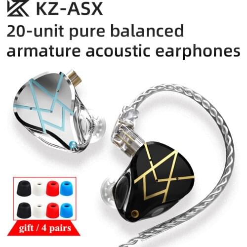 KZ ASX 10BA Unit 20Balanced Armature In-ear Earphones HIFI Metal Monitor Headset Sports Earbud Earphones KZ ZAX BA5 AS16 BA8