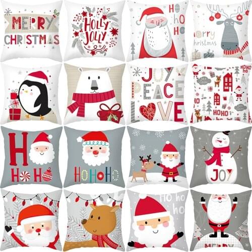 Christmas Cartoon Elk Single-sided Printing Cushion Cover 45*45 Pillowcase Sofa Cushions Pillow Cases Polyester Pillowcovers0271