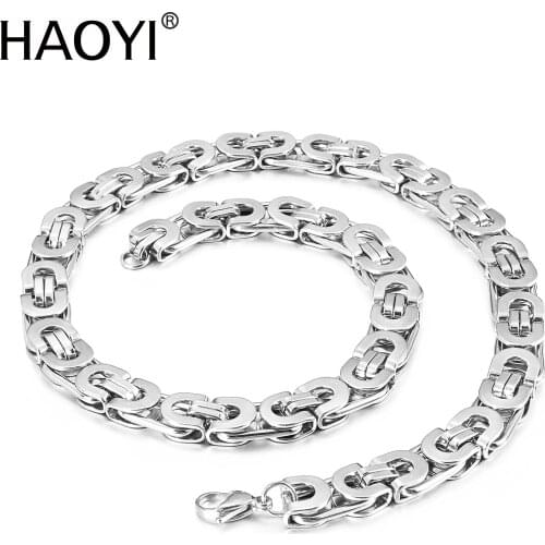 Necklace boy chain flat necklace jewelry chain men and women necklace gift 6/8/10mm necklace stainless steel