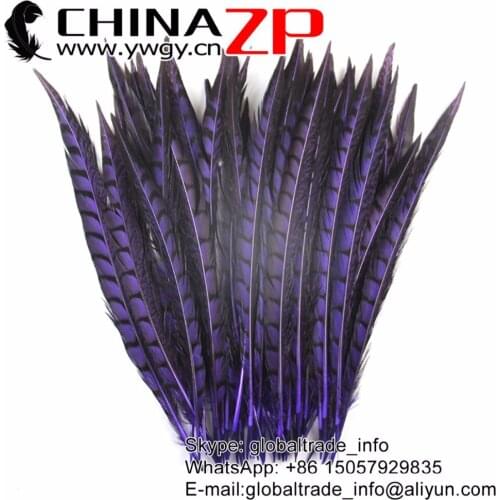 CHINAZP Feathersy 30 to 35cm Excellent Purple Dyed Lady Amherst Pheasant Feathers for for Hair and Festival Decoration
