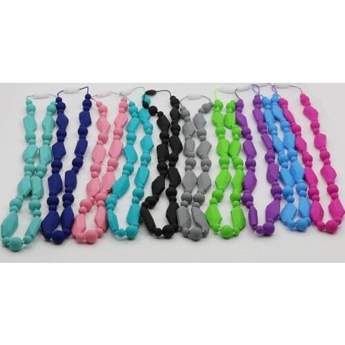 Food grade Newest Baby Silicone Teething Necklace Child beads necklaces with stone beads silicone chew necklace for baby