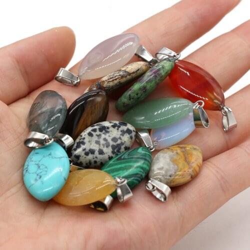 Natural Stone Gem Pendant Marquise Shape Crystal Agate Jewelry Making DIY Matching Necklace Bracelet Accessories 13x28 Mm