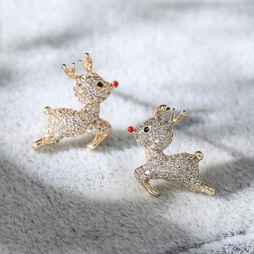 Luxury Zircon Crystal Deer Stud Earrings Fashion Christmas Jewelry Korean Rhinestone Ear Studs Earring for Women Girl brincos