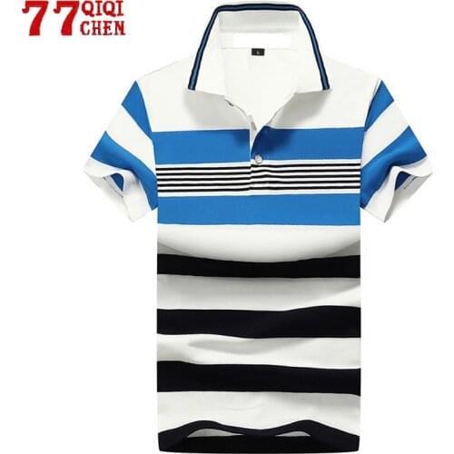 Summer Striped Polo Shirt Men 2021 Cotton Casual Slim Fit Short Sleeve Soft Polo Shirts Size M-4XL Business Golf Shirt Male