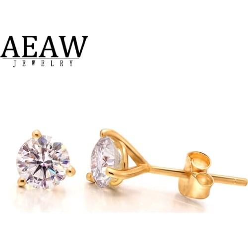 Real 0.5Carat D Color Moissanite Earrings For Women Top 2021 Trend Wedding Jewelry 14k Yellow Gold Stud Earring Push Back
