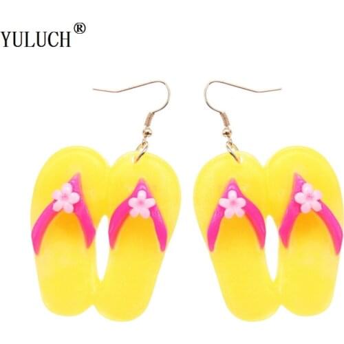 YULUCH 1 Pair Small Slippers Individual Slippers Shape Hook Earrings For Fashion Jewelry For Woman Girls Vacation Beach