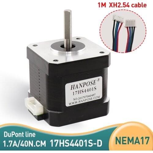 Free Shipping Nema17 Stepper Motor 4-lead 1.7A 40N.CM 17HS4401S with XH2.54 line 42 motor for CNC XYZ 3D printer accessories
