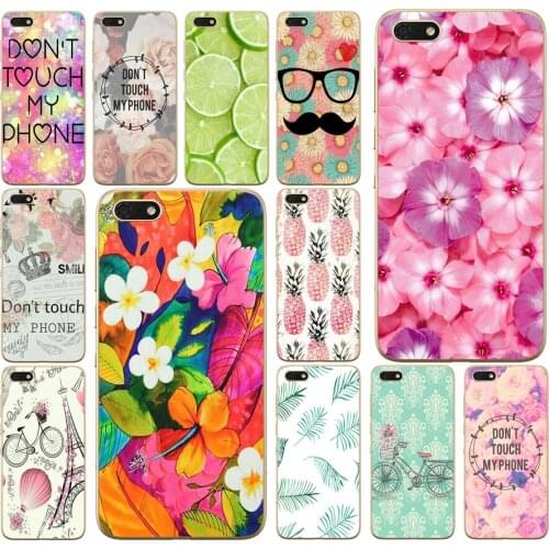 77DD Do Not Touch My Phone Pink Flower Soft Silicone Cover Case for Huawei honor 9 10 Lite 7A 5.45 7a pro 7c 5.7 inch 7x 8x case