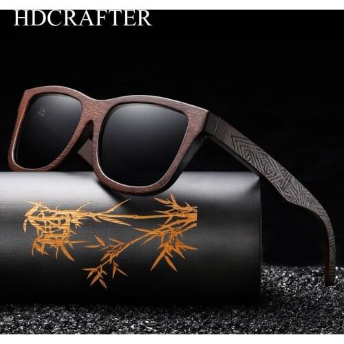 HDCRAFTER 100% Natural Bamboo Wooden Sunglasses Handmade Polarized Mirror Lenses Eyewear Goggles Sun Glasses oculos de sol