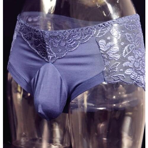 Gay Fetish Men Lace Panties Sexy String Mens Boxer Sissy Lingerie Homme Transparent Porn Panties U Pouch encaje Sexy Underwear