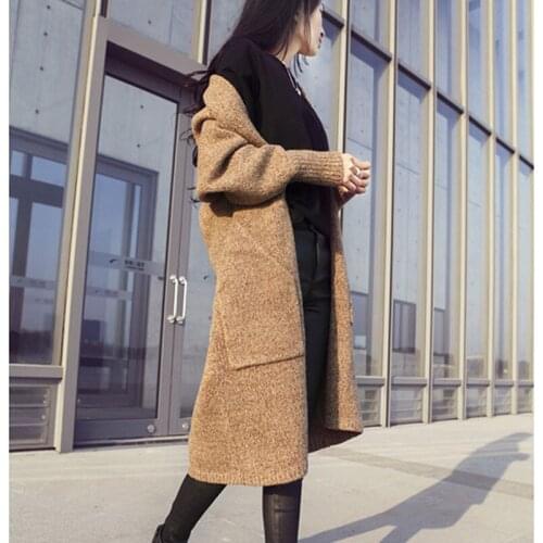 Spring Long Sleeve Loose Sweater Coat Women 2020 Long Cardigan Women Knitwear With Pocket Cardigan Women Knitted Sweater