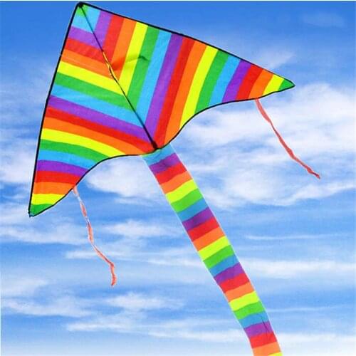 High Quality Colorful Rainbow Kite Long Tail Nylon Outdoor Kites Flying Toys For Children Kids Kite Surf With 30m Kite Line