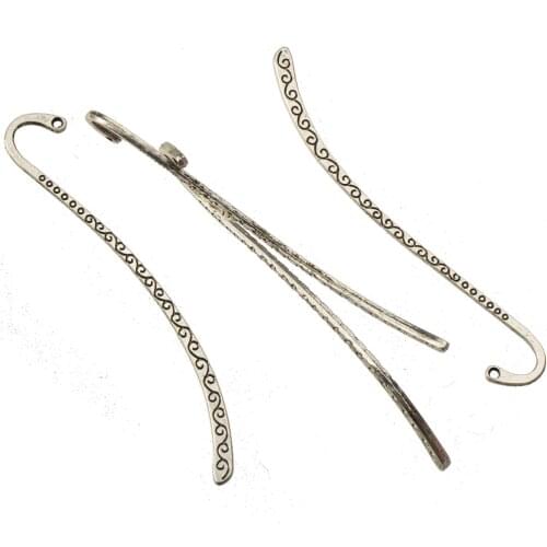 Bookmarks Tab For Books Office School Stationery Stores Flat Curve Silver DIY Tassels Dangles Metal Jewelry Findings 86mm 20pcs