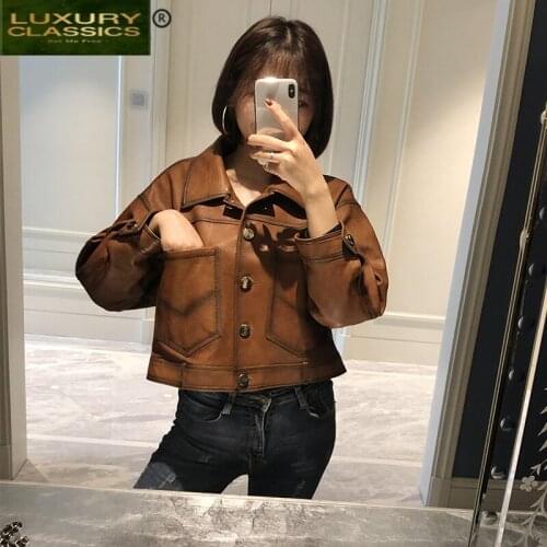 Female Natural Sheepskin Coat Genuine Leather Jacket Women Clothes 2021 Vintage Moto Short Real Leather Jacket Hiver T980