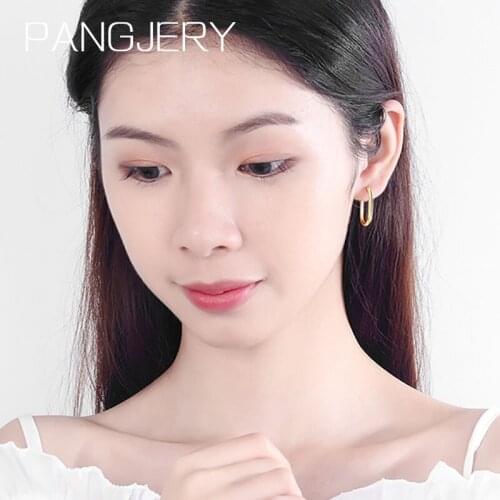PANGJERY Prevent Allergy 925 Sterling Earrings for Women INS Fashion Hot Sale Smooth Oval Geometric Party Fine Jewelry Gifts