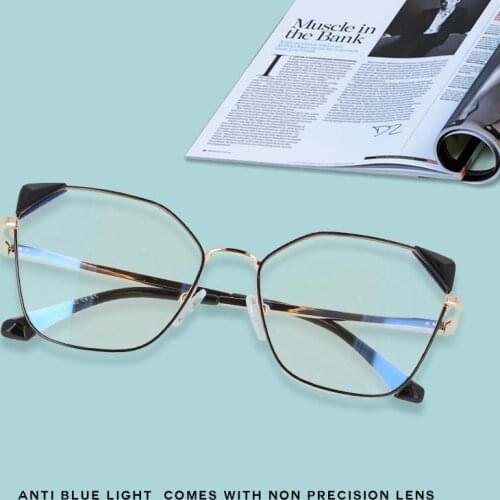 53143 Lentes Filtro Azul Mujer Metal Ladies Eyewear Cat Eye Decorative Vintage Spectacles Womens Computer Eyeglasses Oculos