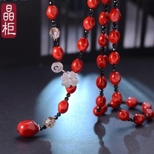 Qiu dong female long 2019 new clovers red sweater chain benmingnian female year of the rat necklace joker contracted