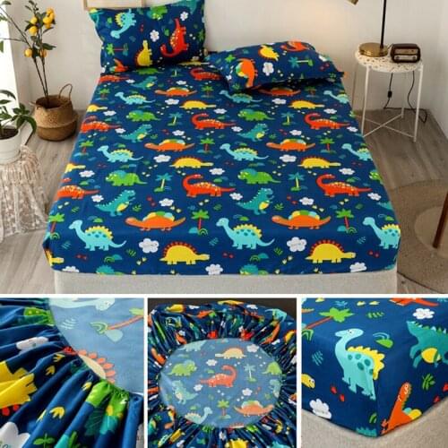 1pcs 100%Polyester Printed Fitted Sheet Mattress Cover Four Corners With Elastic Band Bed Sheet