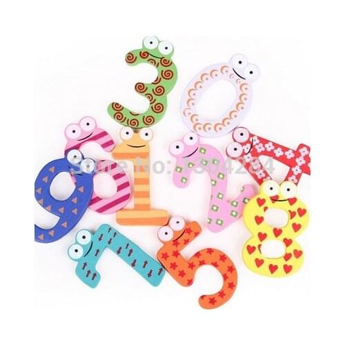 Hot Sale 10 Wooden Number Fridge Magnets 0-9 Lovely Toy Set for Kids Children New A1813 rQfw