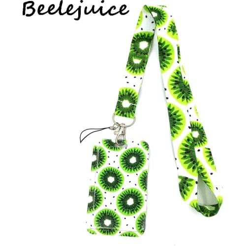 12sets Kiwi Fruit Creative Lanyard Card Holder Student Hanging Neck Phone Lanyard Badge Subway Access Card Holder Accessories