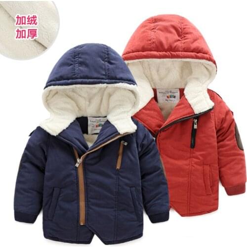 2018 Winter Warm 3-6 7 8 9 11 12 Years Teenage Wadded Cotton Padded Thickening Plus Velet Handsome Kids Baby Boys Hooded Jacket