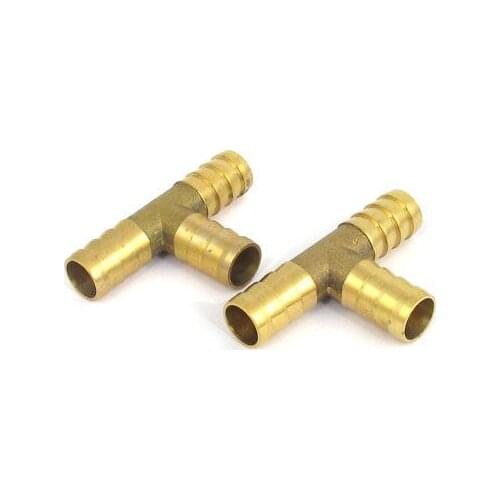 3 Pcs Brass T-Shape 3 Ways Hose Barb Fitting Adapter Coupler Connector 12mm Dia
