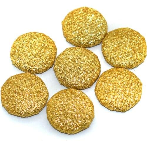 50Pcs 20mm Pastel Glod Colors Sweet Round Glitter Fabric Covered Buttons flatbacks Diy jewelry Garment Decoration ornament