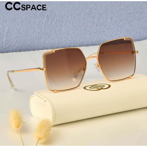 53542 Square Metal Elegant Ladies Sunglasses Gradient Lenses Decorative Womens Shade UV400