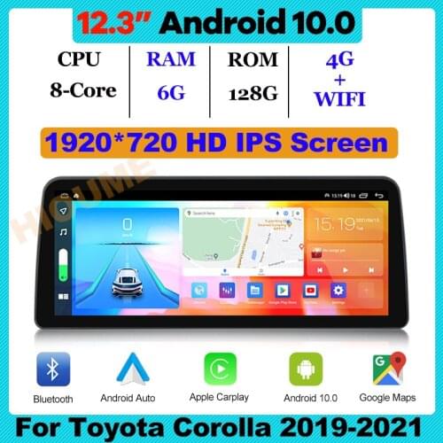 12.3" Android 10 Car Multimedia Player Radio GPS Navigation for Toyota Corolla Railing Lingshang Asia Lion 2019-2021 CarPlay BT