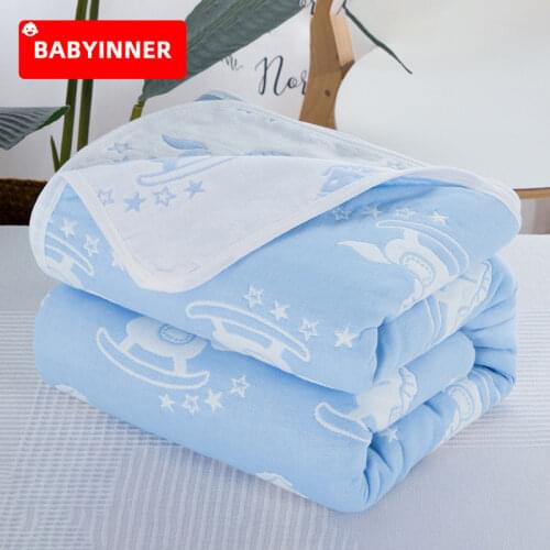 BABYINNER Baby Blanket 6 Layers Thicken Infant Swaddles Wrap 100% Cotton Newborn Bath Towel Comfortable Toddler Square Towels