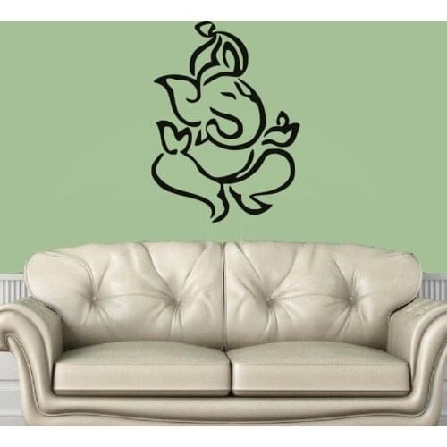 Free Shipping Indian Elephant Ganesha Silhouette Lord Wall Sticker Vinyl Wall Mural For Home Bedroom Decoration Y-502