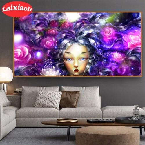 Large Diamond Painting Fantasy flower girl 5D Embroidery Cross Stitch Full Square Diamond Rhinestone Mosaic Painting Home Decor