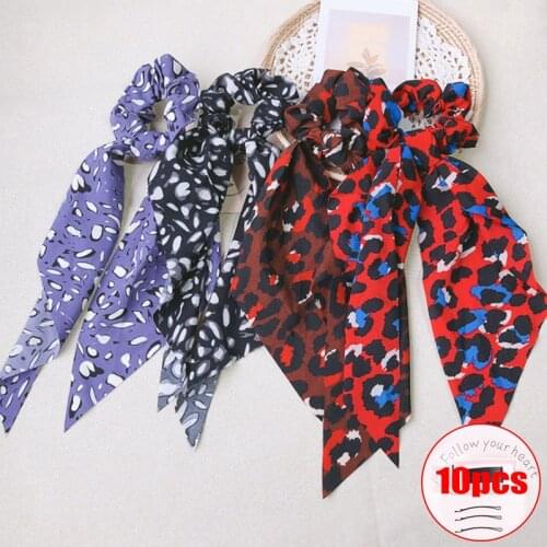 Large Leopard Ribbon Tie Hair Rubber Band Bow Tie Bandage Tie Ponytail Headband Female Hair Accessories