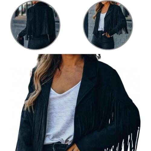 Quick Drying Cool Tassel Lady Autumn Coat Tassel Female Jacket Short for Parties