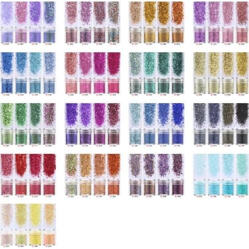 C90C 4 Bottles Shinning Filling Flash Glitter Powder UV Epoxy Resin Pigment Dust Manicure DIY Fingers Beauty Nail Art Sequins