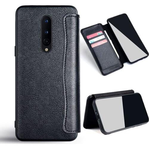 Case For OnePlus 8 funda Business Style Solid Color Pu Leather No Magnet Card Slot Flip Cover For OnePlus 8 Case coque