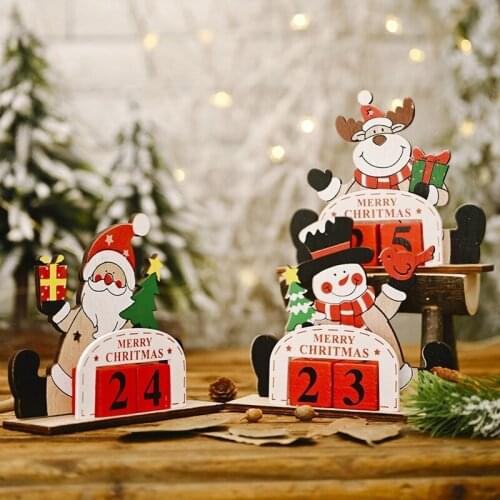 Wooden DIY Calendar Decoration Creative Home Santa Claus Wooden Decoration Christmas Pendant Decoration