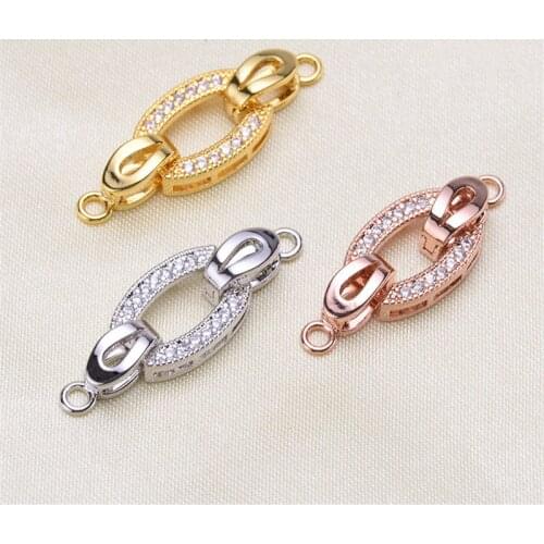 DIY Components Supplies Zircon Copper Connector Charm Clasp Accessories For Natural Stones Jewelry Making
