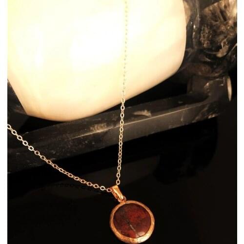 Dr Stone Natural Stone Women Jasper Stone Rose Gold Plated Necklace KRB3 372835409