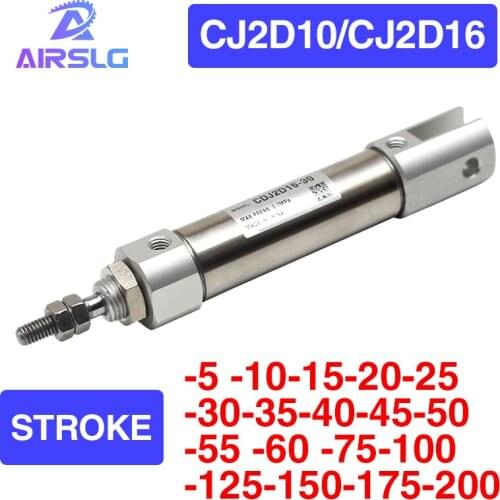 CJ2D CJ2D16 CJ2D10 Double clevis with pins Mini Pneumatic Cylinder Double Acting Single Rod Air Cylinder-5-10-15-20-25-50-75-200