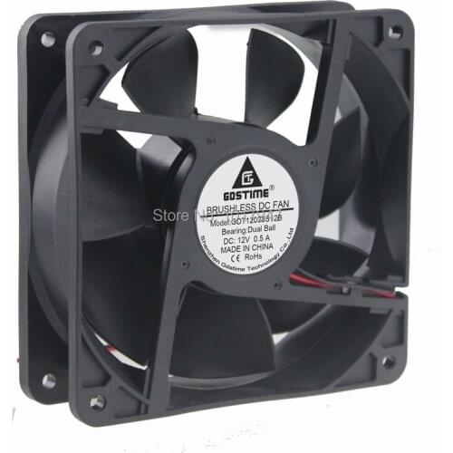 1 pcs Gdstime Dual Ball Bearing 12V 2Pin 12cm 120mm 120x120x38mm 2pin DC Brushless Cooling Fan