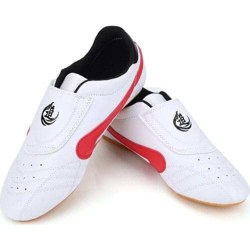 White Strip Breathable Taekwondo Shoes Unisex Taekwondo Boxing Kung Fu Tai Chi Sport Gym Shoe Martial Arts Shoes for Child Adult