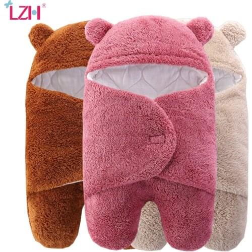 LZH New Winter Newborn Baby Clothes Autumn Kids Infant Rompers For Baby Boys Girls Jumpsuit Cute Hooded Wrap Swaddling Blanket