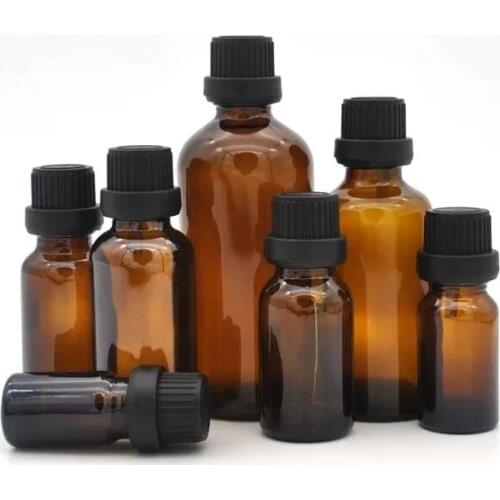 3PCS 5/10/15/20/30/50/100ml Empty Amber Brown Glass Euro Orifice Dropper Bottles Essential Oil Liquid Aromatherapy Pipette Vial