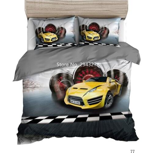 Boys Bedroom Decorative 3D-Printed Motorcycle Pattern Bedding Set Fashion Duvet Covered Pillowcase Bed Home Textile Full Size