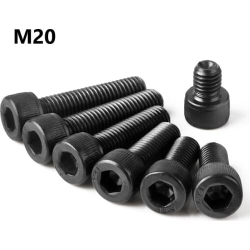 M20 Bolt 12.9 Grade Alloy Steel Black Hexgon Socket Screw M20*30 35 40 45 50 90 100mm Black Screw Full Thread