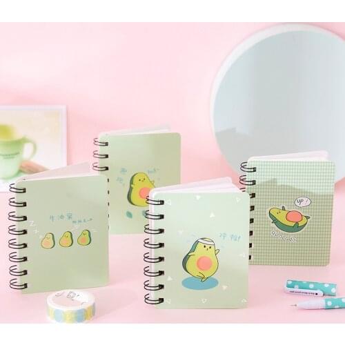 Cute Avocado Rollover Coil Notebook Portable A7 Notebook Student Mini Pocket Notebook Small Notebook Study Stationery