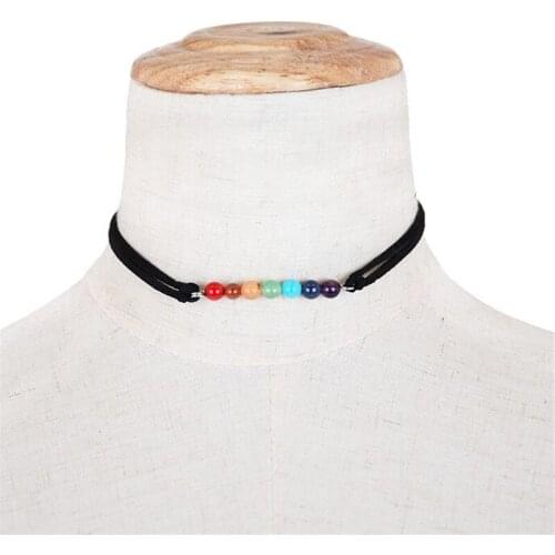 Fashion colors lucky natural stone beads chokers necklaces women party club wear acrylic alloy nickel free fj717